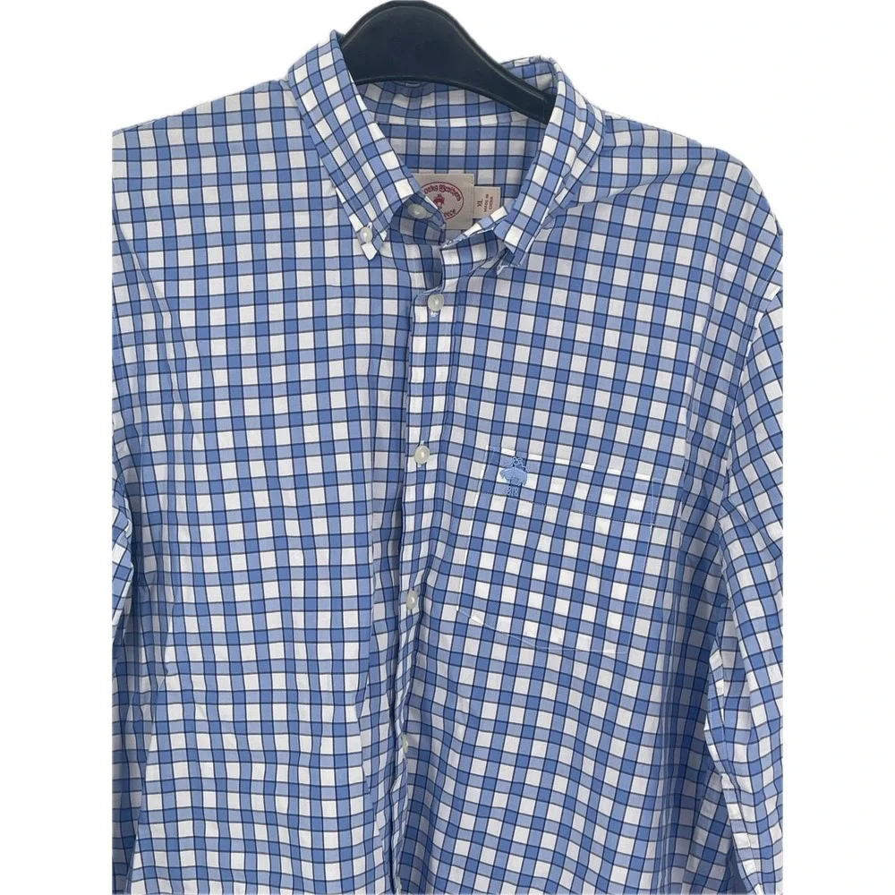 Brooks Brothers Red Fleece‎ XL Blue White Gingham Button Down Shirt 100021239